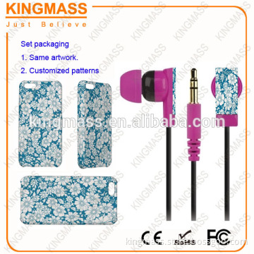 2016 New Products Fashion consumer electronics set flower phone cases and earphones